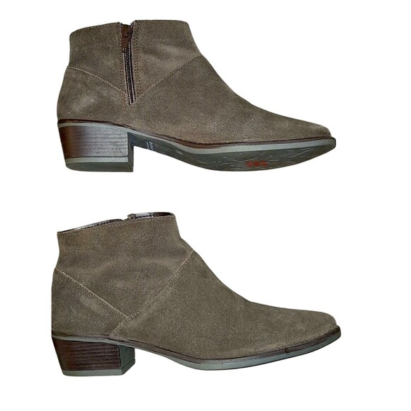 Vintage Sears Suede Leather Booties Size 7 USA Made Waterproof Zip Boho Goth - Picture 3 of 6